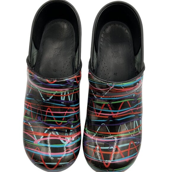 Dansko Womens 11.5 Professional Retro Streamer Patent Leather Clogs Comfort Shoe - Picture 10 of 16